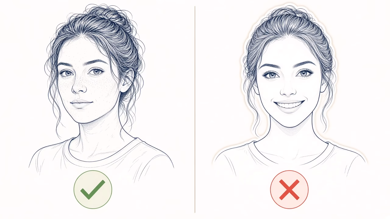 Natural and excessive AI face retouching