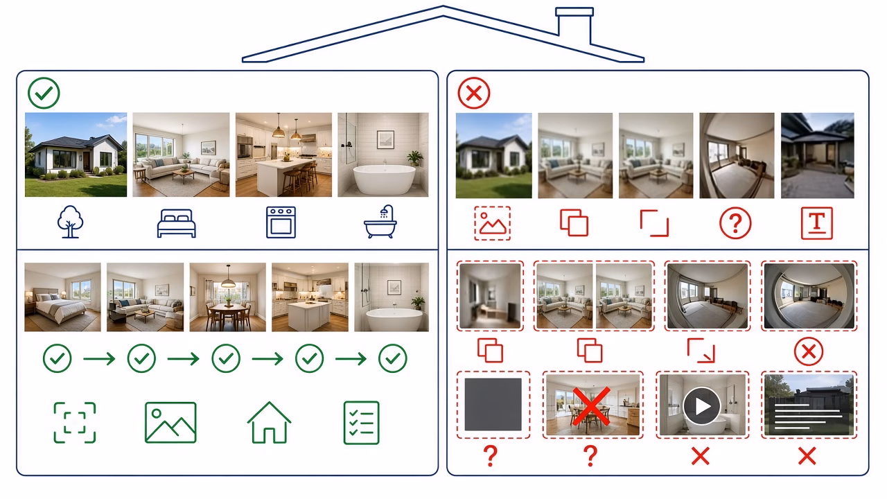 Line-art example for Booking.com Photos: Order, Size and Common Mistakes