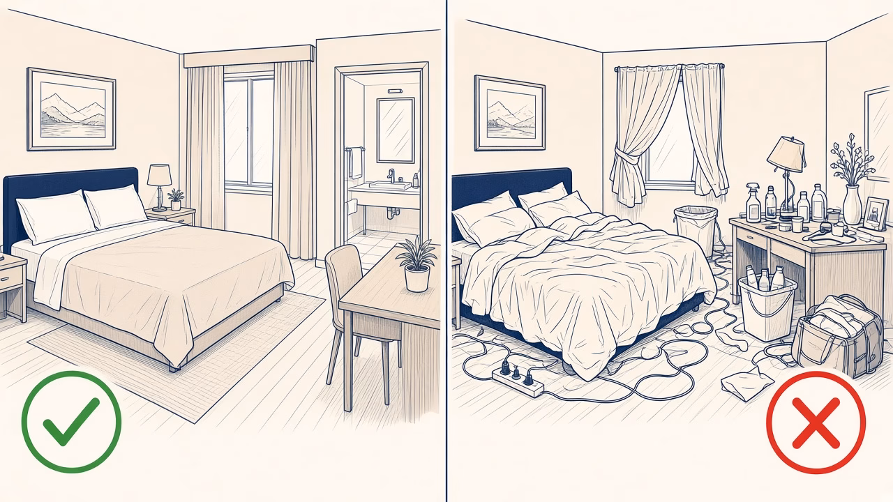 Line-art example for How Do We Prepare a Hotel Room Before Photography?