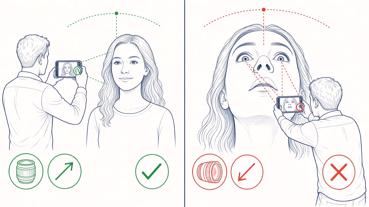 Correct and incorrect portrait lens and camera height