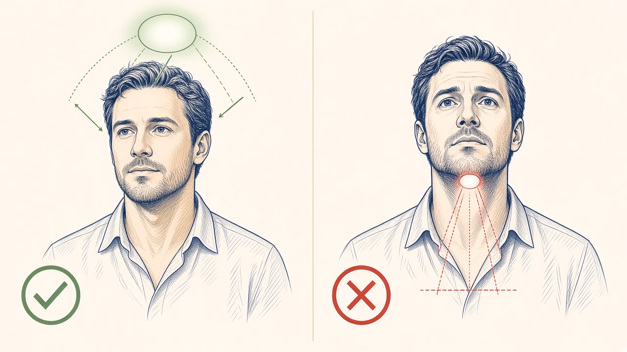 Correct and incorrect lighting for the face and neck
