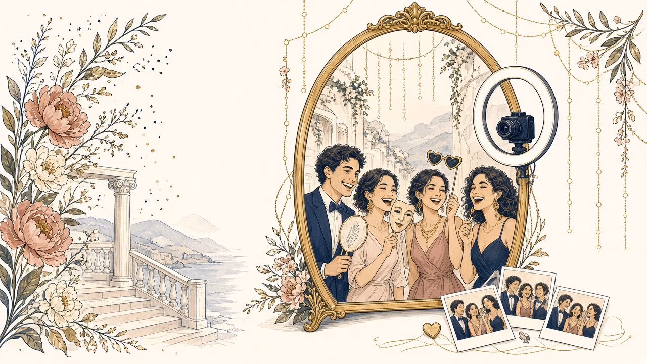 Γραμμικό σχέδιο Photo Booth σε γαμήλια δεξίωση