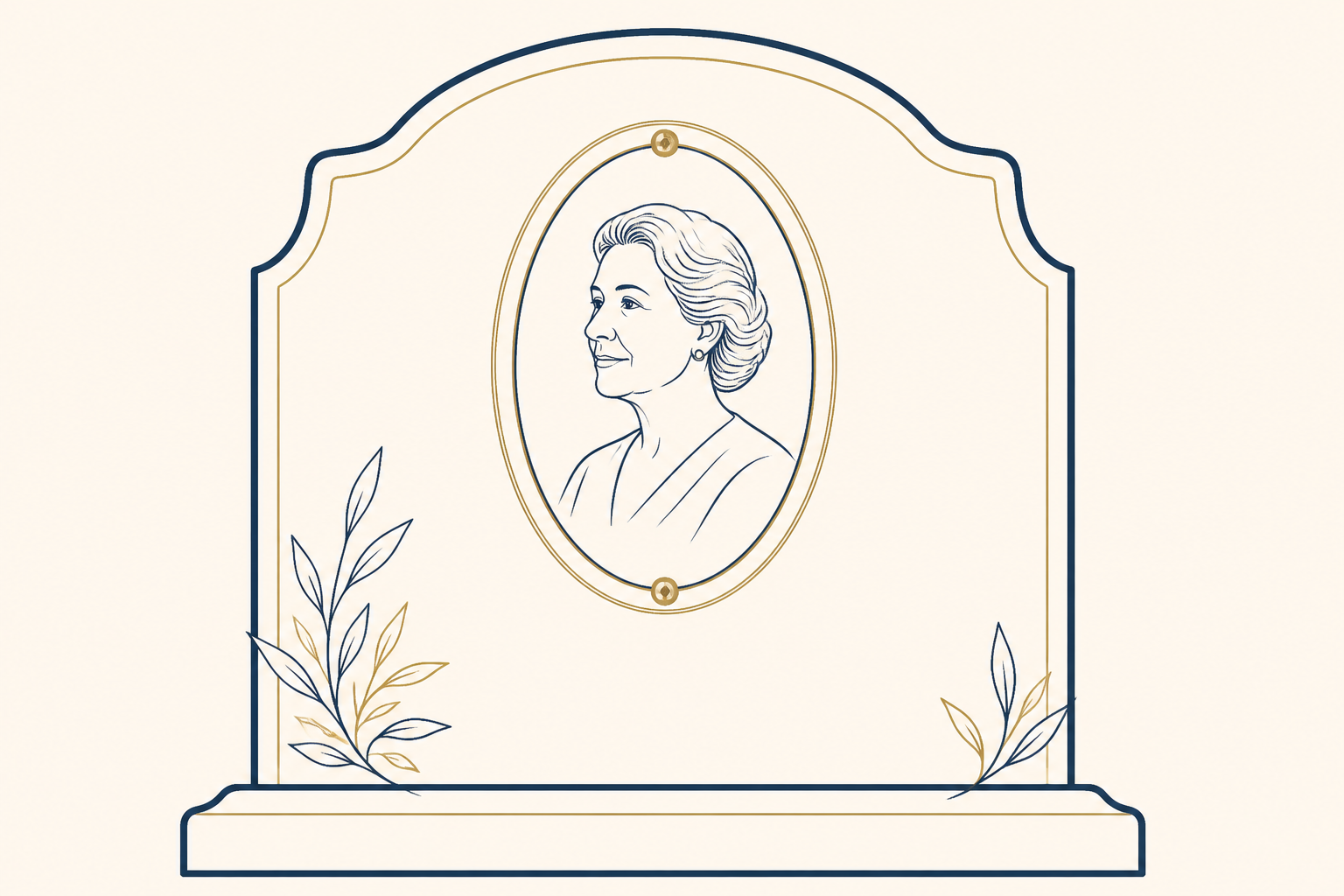 Line illustration of a porcelain photo on a memorial