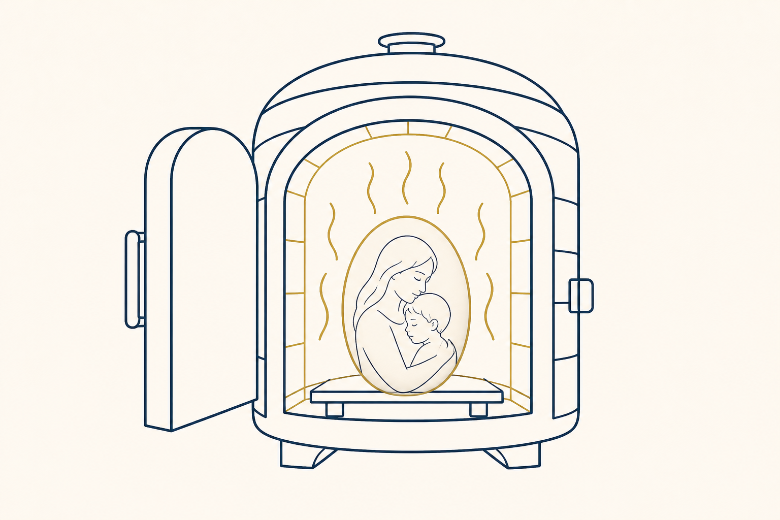 Line illustration of a ceramic kiln for porcelain photos