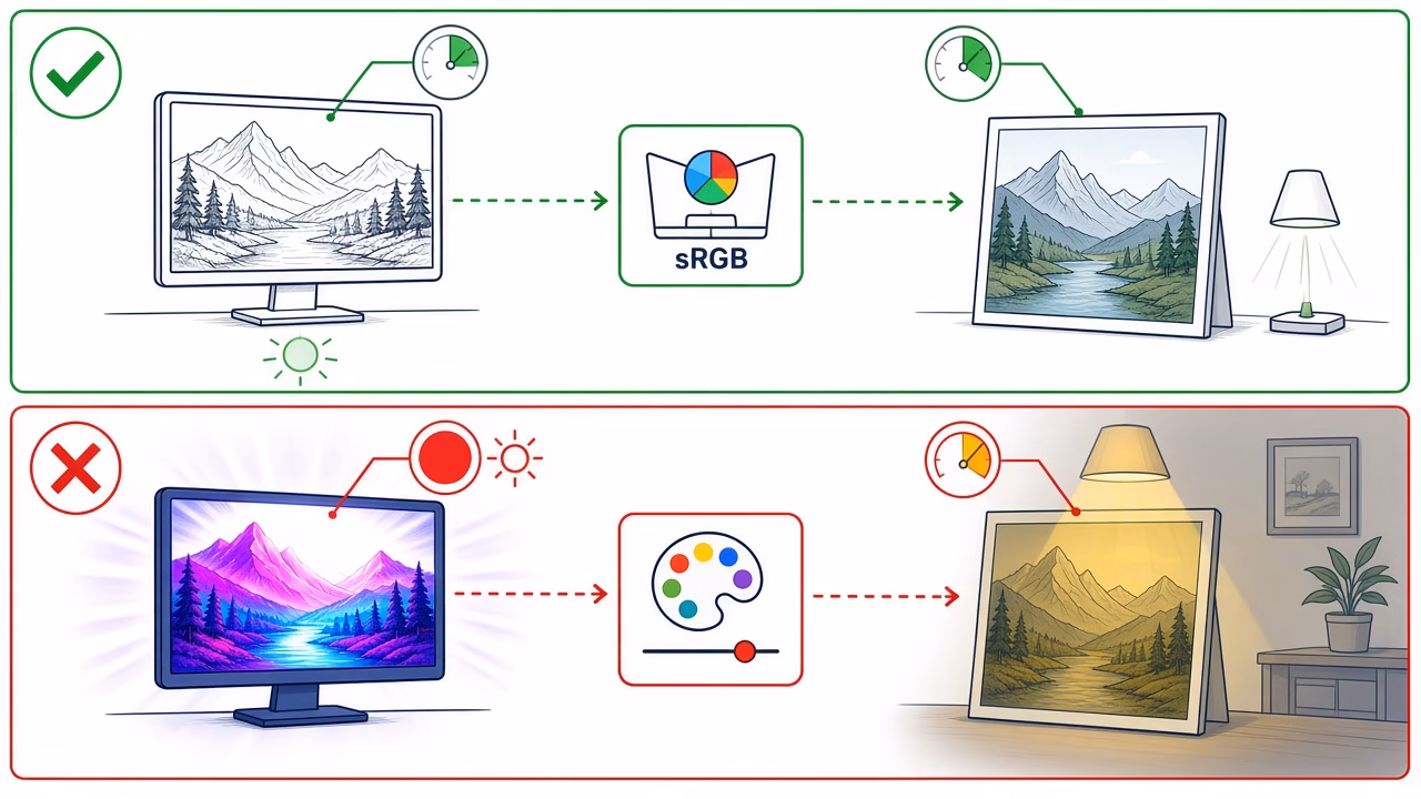Line-art example for Why Does Photo Colour Differ Between Screen and Print?
