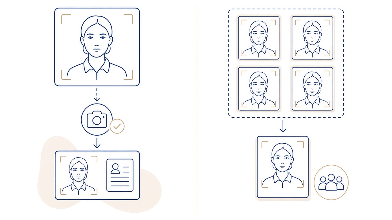 Line-art overview of identity photograph options in Volos